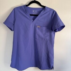 FIGS Catarina One-Pocket Scrub Top Periwinkle Blue V-Neck FW1000 Womens XS